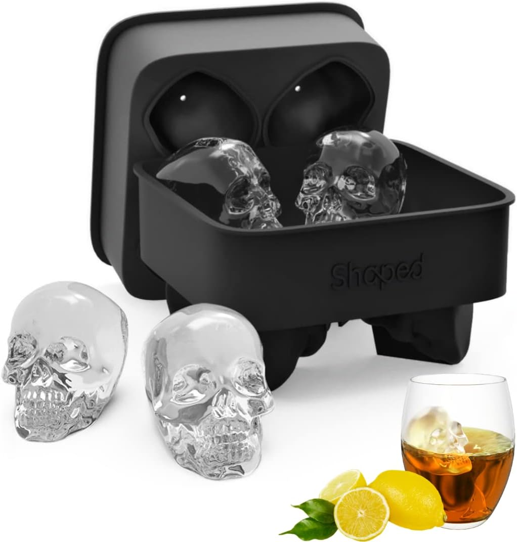 Large Skull Ice Cube Mold Tray - Round Ice Maker for Whiskey Drinkers Bartenders