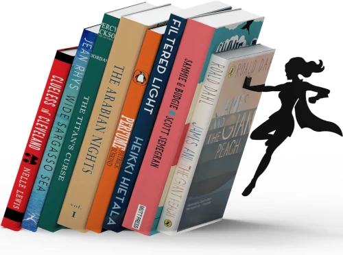 Supergirl Bookend - Heavy Duty hidden Metal Bookends for Shelves or Desk