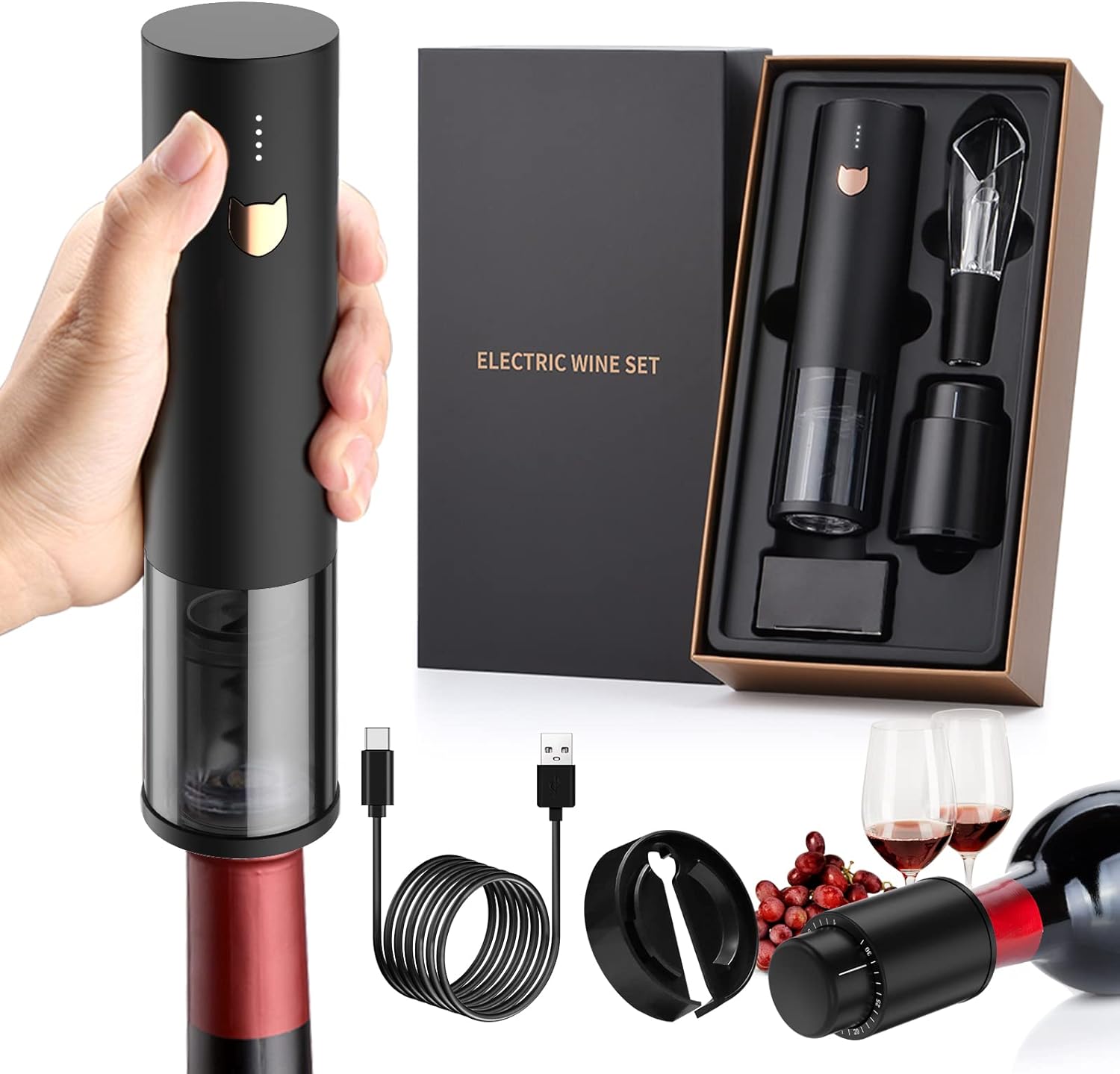 Electric Wine Opener - Automatic Rechargeable Corkscrew Wine Opener
